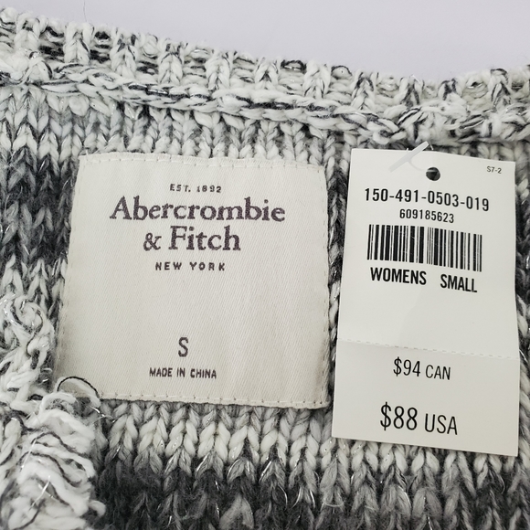 New Abercrombie & Fitch beautiful Gray Open Cardigan With Sparkles Size XS - Picture 7 of 8